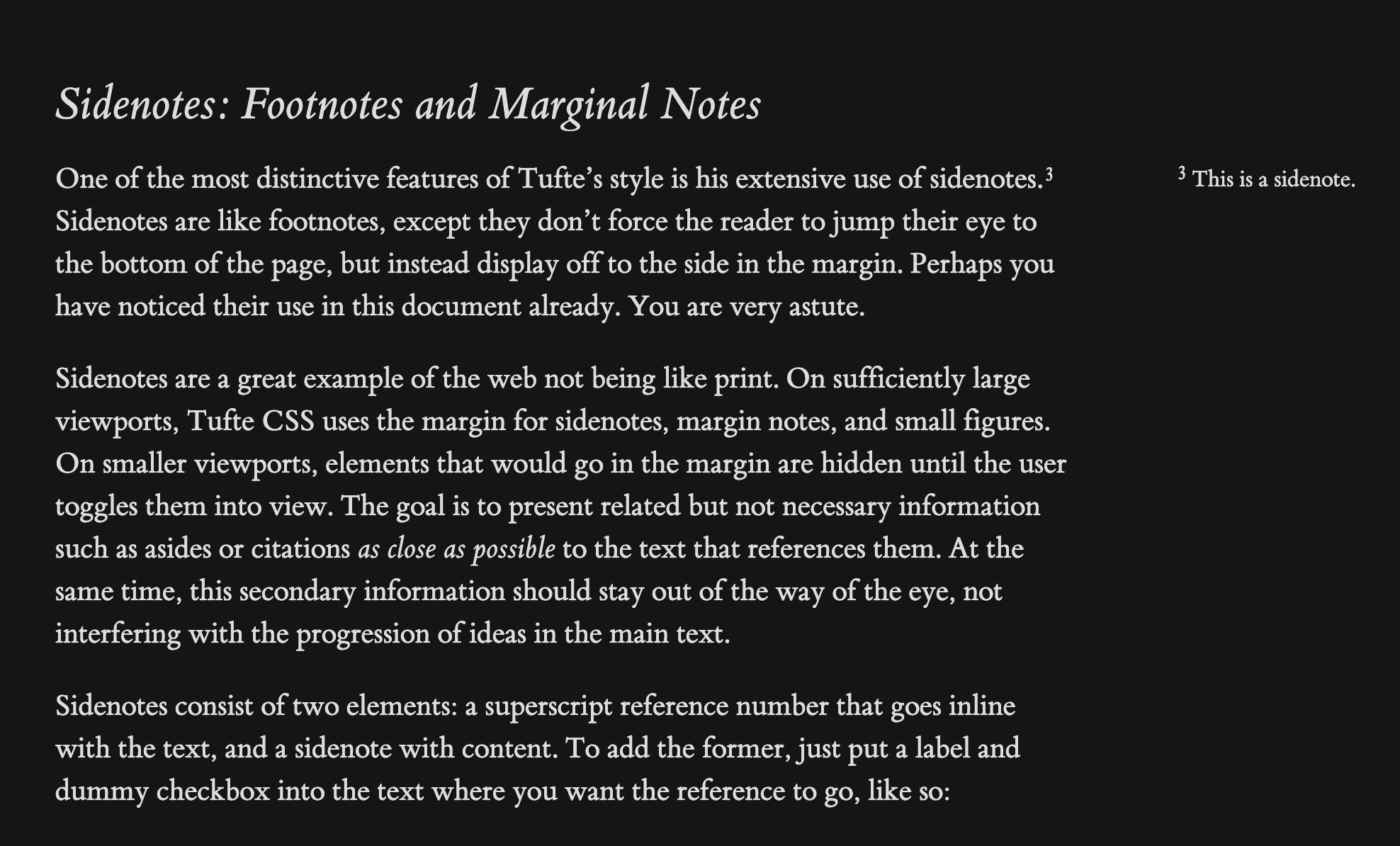 Sidenote example: in https://edwardtufte.github.io/tufte-css/